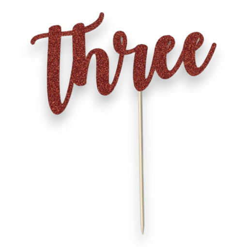 Picture of THREE CAKE TOPPER RED GLITTER